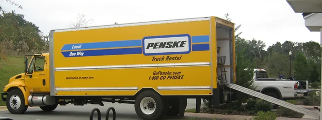 22 foot Penske truck, ramp down and loading up. Party rental delivery routes, reviewed without the sales pitch