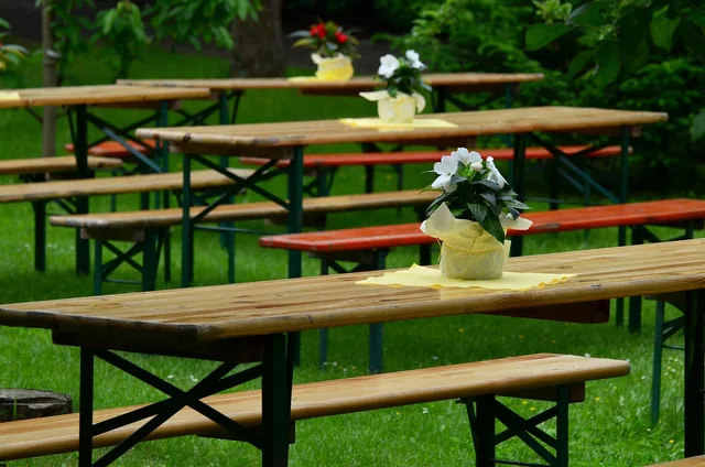 beer tent set, benches, nature, tables, outdoors, bank, seating, celebration, table decoration, garden, bench, wooden bench, deco, to sit, party, garden party, meadow, collapsible, tent sets, folding tables, folding benches, marquee set, beer set. Why does downtime get priced by date in party rental damage claims?