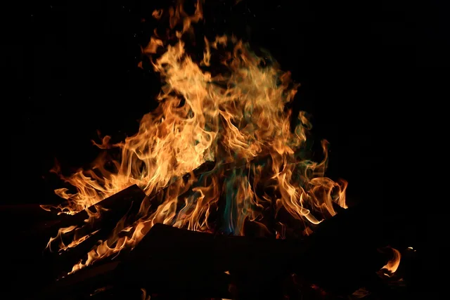 fire, campfire, flame, bright, warm, comfortable, warehouse, tent camp, burn, green flame, glowing, red, orange, heat, night. Party Rental Heat Damage Claims: What Phoenix and Las Vegas Operators Document