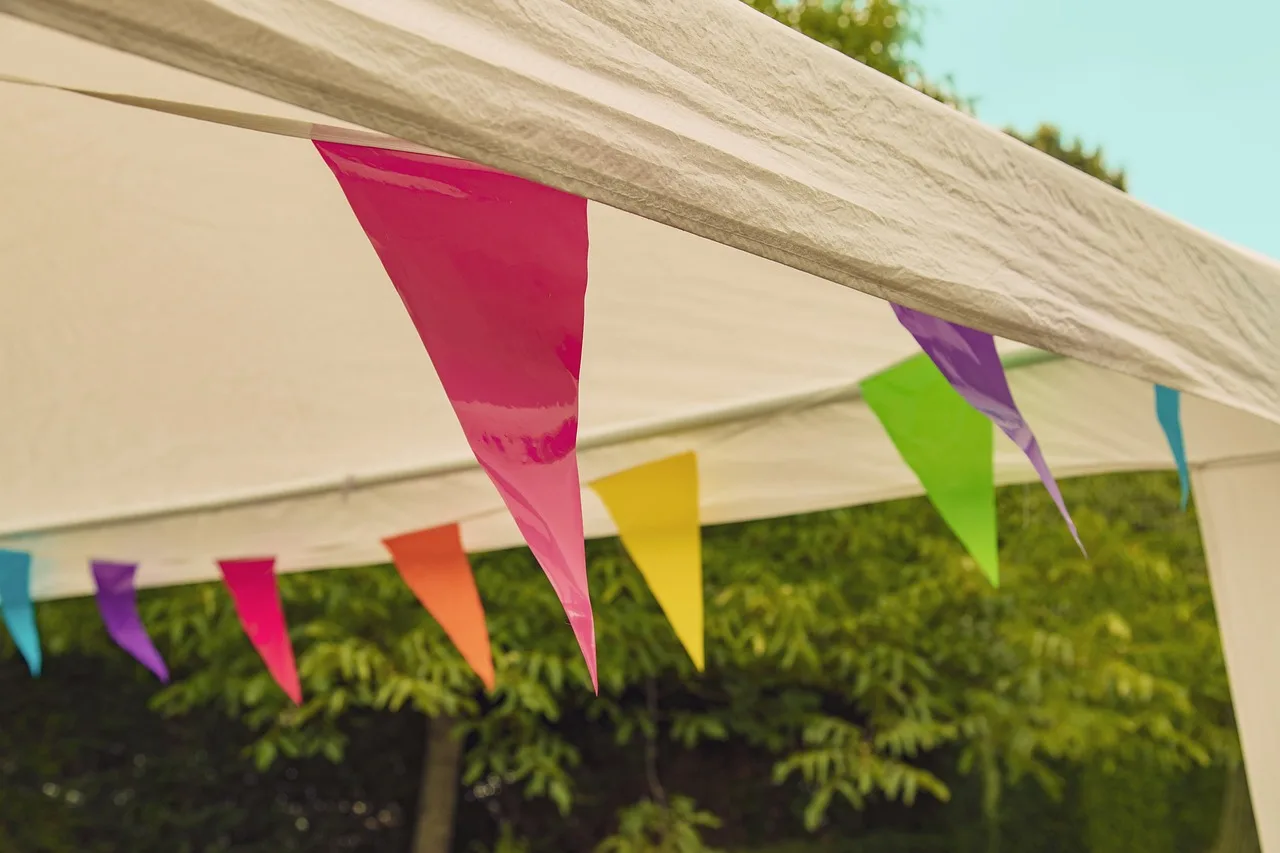 party, tent, vlagjes, colorful, colors, pleasure, celebration, flags, entertainment, recreation, event. Party rental licensing: which offices to call, in order